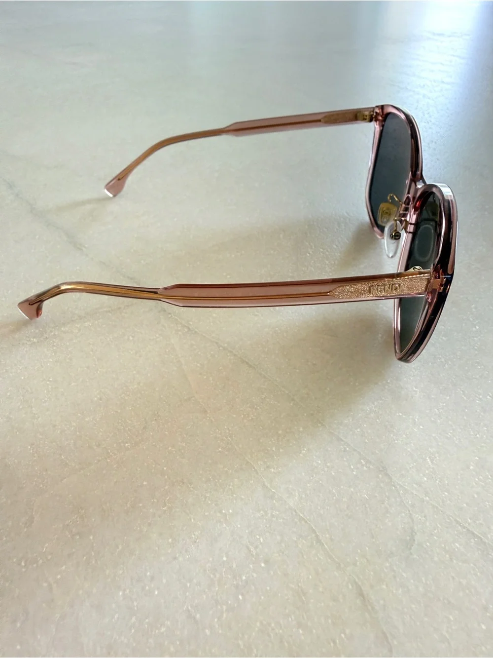 Fendi Fine Geometric Sunglasses Pink Smoke Italy 53mm Authentic